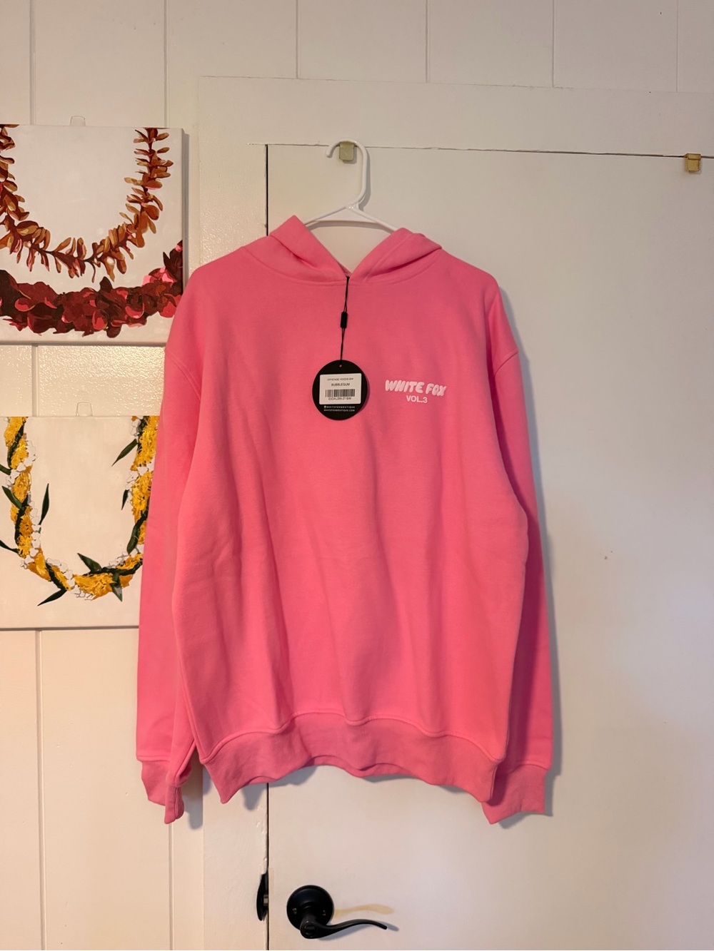 NWT White Fox Bubblegum Hoodie
